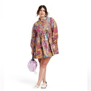 🎈Kika Vargas x Target Anemone Floral Mini Babydoll Dress Sz 1x Colorful